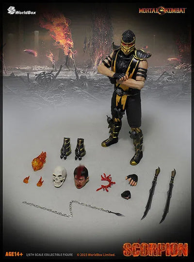 1/6 Action Figure - Mortal Kombat: Scorpionㅤ – WorldBox – ActionFigureBrasil — embalagem