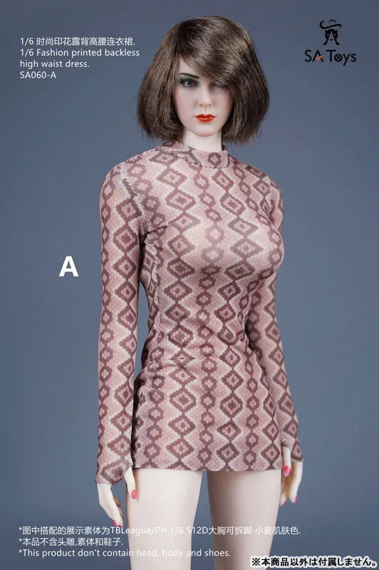1/6 Fashion Print Backless High Waist Dress A (DOLL ACCESSORY)ㅤ – SA TOYS – ActionFigureBrasil