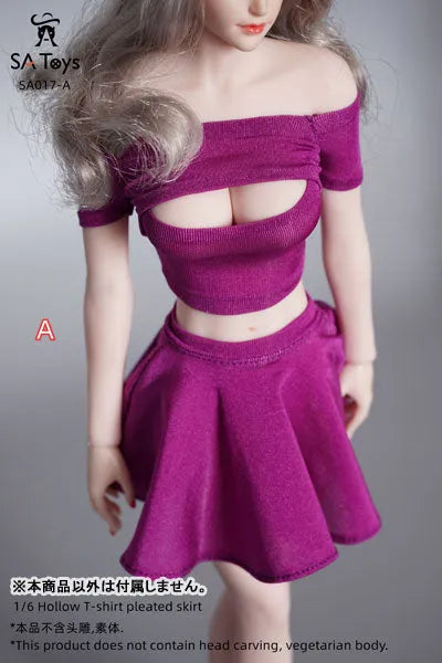 1/6 Female Outfit Hollow T-shirt Pleated Skirt A (DOLL ACCESSORY)ㅤ – SA TOYS – ActionFigureBrasil