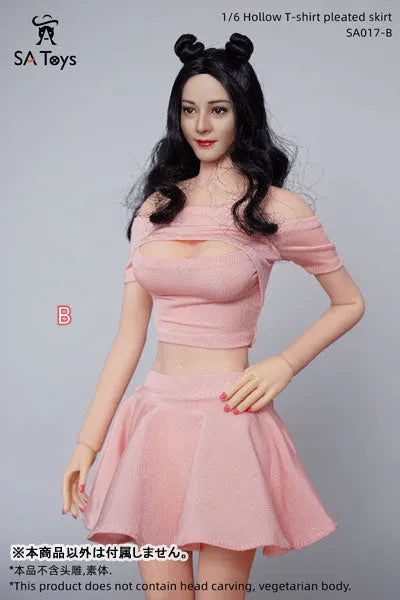 1/6 Female Outfit Hollow T-shirt Pleated Skirt B (DOLL ACCESSORY)ㅤ – SA TOYS – ActionFigureBrasil