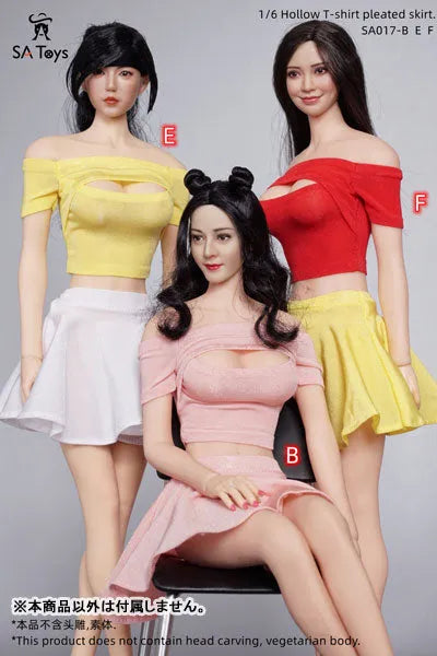 1/6 Female Outfit Hollow T-shirt Pleated Skirt B (DOLL ACCESSORY)ㅤ – SA TOYS – ActionFigureBrasil