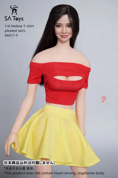 1/6 Female Outfit Hollow T-shirt Pleated Skirt F (DOLL ACCESSORY)ㅤ – SA TOYS – ActionFigureBrasil