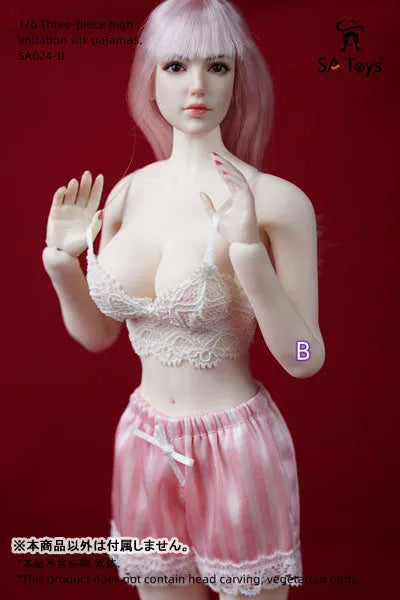 1/6 Female Outfit Three-piece High Imitation Silk Pajamas B (DOLL ACCESSORY)ㅤ – SA TOYS – ActionFigureBrasil
