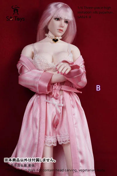 1/6 Female Outfit Three-piece High Imitation Silk Pajamas B (DOLL ACCESSORY)ㅤ – SA TOYS – ActionFigureBrasil