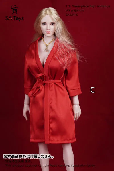1/6 Female Outfit Three-piece High Imitation Silk Pajamas C (DOLL ACCESSORY)ㅤ – SA TOYS – ActionFigureBrasil
