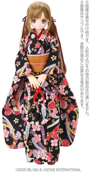 1/6 Pure Neemo Wear PNM Kimono set -Cherry Blossom Poetry- Black (DOLL ACCESSORY)ㅤ – Azone International – ActionFigureBrasil