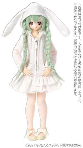 1/6 Pure Neemo Wear PNS Bunny-ear Hood One-piece Dress White (DOLL ACCESSORY)ㅤ – Azone International – ActionFigureBrasil