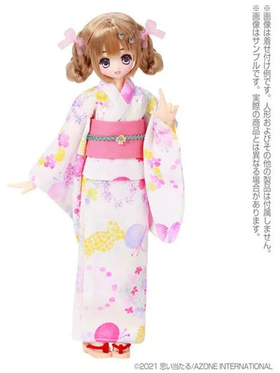 1/6 Pure Neemo Wear PNS Yukata set -Flower and Ribbon- White x Pink (DOLL ACCESSORY)ㅤ – Azone International – ActionFigureBrasil