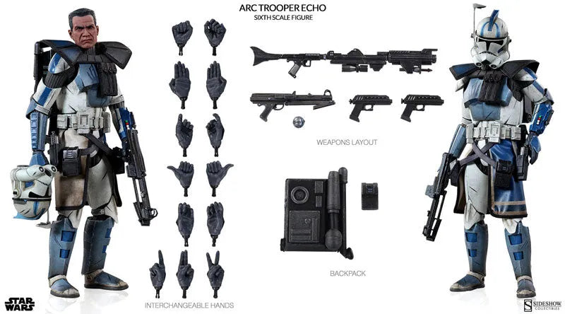 1/6 Scale Figure - Militaries of Star Wars ARC Trooper Echo (Phase 2 Armor Ver.)ㅤ – Sideshow Collectibles – ActionFigureBrasil