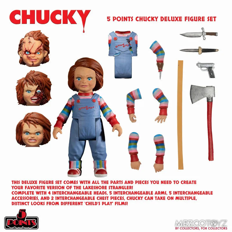 5 Point / Child's Play Series: Chucky Action Figure Deluxe Setㅤ – Mezco – ActionFigureBrasil