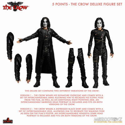 5 Point / The Crow: Eric Draven 3.75 Inch Action Figure Deluxe Setㅤ – Mezco – ActionFigureBrasil — com base expositora