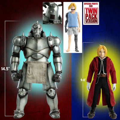 Alphonse Elric & Edward Elric – Threezero – ActionFigure Brasil — com base expositora