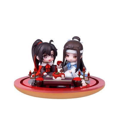 Anime "The Master of Diabolism" Wei Wuxian & Lan Wangji Set Enjoying Wine Under the Moon Ver. Deformed Figure 2 Figures Setㅤ – QINGCANG – ActionFigureBrasil — com base expositora
