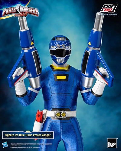 Blue Turbo Power Ranger – Threezero – ActionFigure Brasil — com base expositora