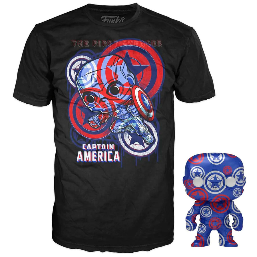 BOX FUNKO POP ART SERIES MARVEL CIVIL WAR CAPTAIN AMERICA - CAPTAIN AMERICA 36 + CAMISETA TEES *S*
