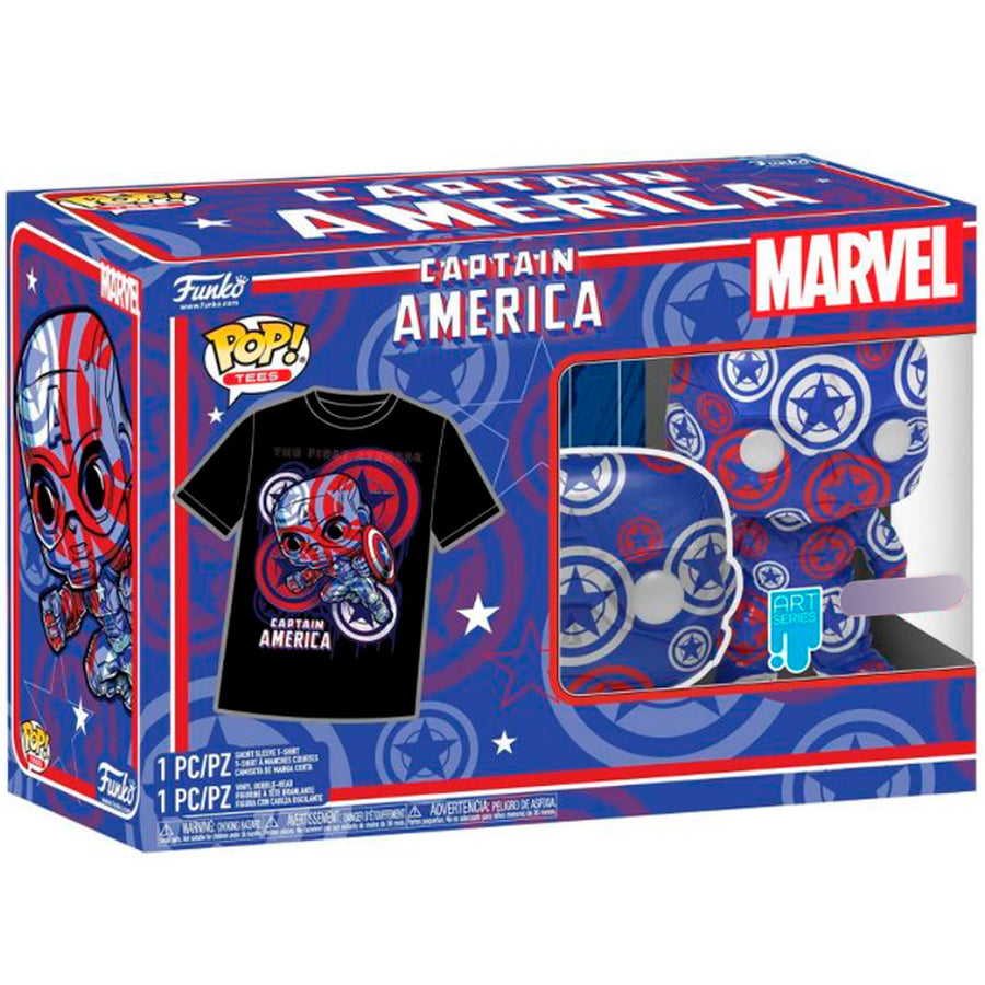 BOX FUNKO POP ART SERIES MARVEL CIVIL WAR CAPTAIN AMERICA - CAPTAIN AMERICA 36 + CAMISETA TEES *S*