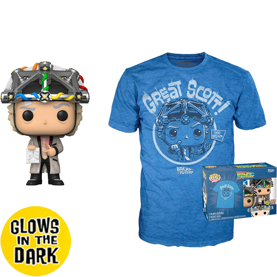 BOX FUNKO POP BACK TO THE FUTURE - DOC WITH HELMET + CAMISETA TEE BUNDLE *L* BRINDE