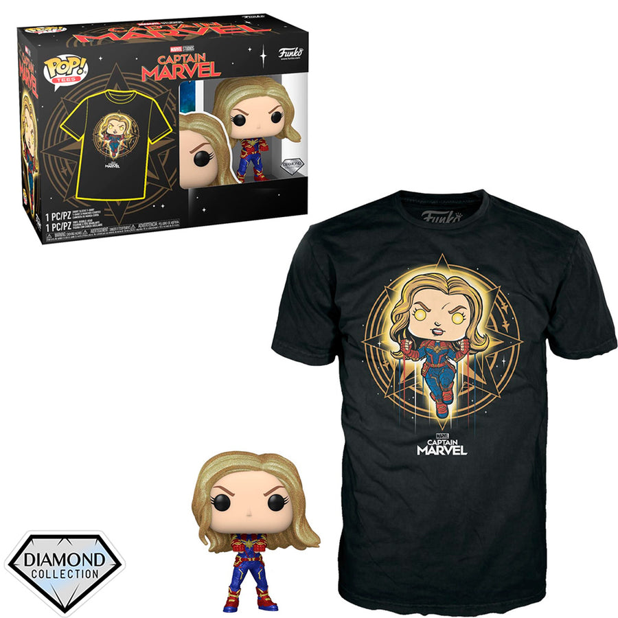 BOX FUNKO POP MARVEL - CAPTAIN MARVEL + CAMISETA TEE BUNDLE *L* BRINDE