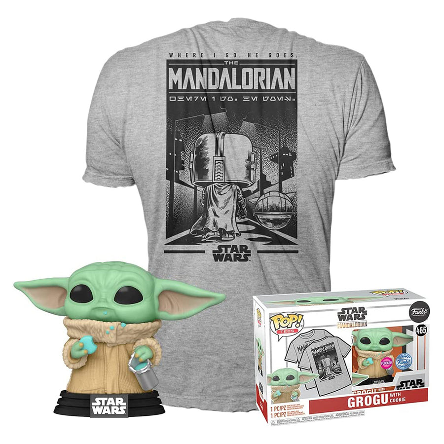 BUNDLE FUNKO POP STAR WARS THE MANDALORIAN: GROGU + CAMISETA TEES - TAMANHO L (63623)