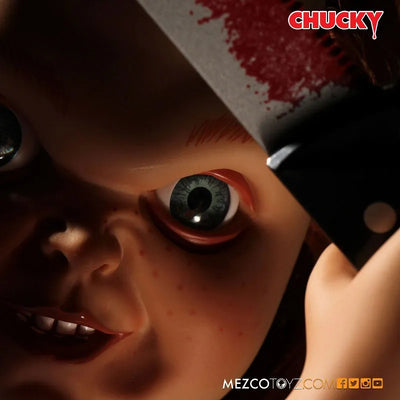Child's Play - Good Guy Chucky 15 Inch Talking Figureㅤ – Mezco – ActionFigureBrasil — com base expositora