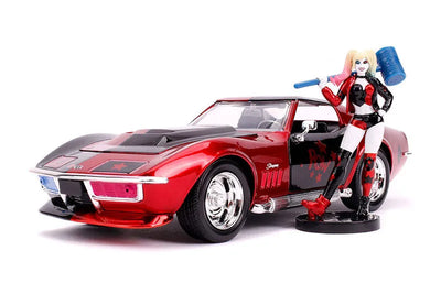 "DC Comics" 1/24 Diecast Vehicle Chevrolet, Corvette Stingray (1969 Model) & Harley Quinn [Comic]ㅤ – Jada Toys – ActionFigureBrasil