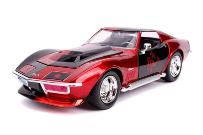 "DC Comics" 1/24 Diecast Vehicle Chevrolet, Corvette Stingray (1969 Model) & Harley Quinn [Comic]ㅤ – Jada Toys – ActionFigureBrasil — ângulo diferente
