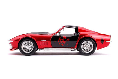 "DC Comics" 1/24 Diecast Vehicle Chevrolet, Corvette Stingray (1969 Model) & Harley Quinn [Comic]ㅤ – Jada Toys – ActionFigureBrasil — close