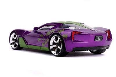"DC Comics" 1/24 Diecast Vehicle Chevrolet, Corvette Stingray (2009 Model) & Joker [Comic]ㅤ – Jada Toys – ActionFigureBrasil — embalagem