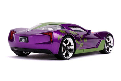 "DC Comics" 1/24 Diecast Vehicle Chevrolet, Corvette Stingray (2009 Model) & Joker [Comic]ㅤ – Jada Toys – ActionFigureBrasil — ambientada