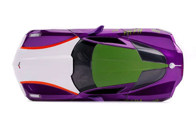 "DC Comics" 1/24 Diecast Vehicle Chevrolet, Corvette Stingray (2009 Model) & Joker [Comic]ㅤ – Jada Toys – ActionFigureBrasil — ângulo diferente