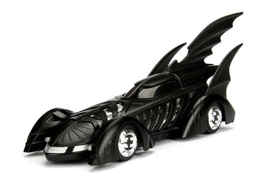"DC Comics" 1/24 Scale, Diecast Vehicle Batmobile & Batman [Movie "Batman Forever"]ㅤ – Jada Toys – ActionFigureBrasil — ângulo diferente