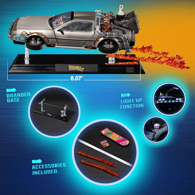 DeLorean Floating DX (Deluxe Edition) – Beast Kingdom – ActionFigure Brasil — com base expositora