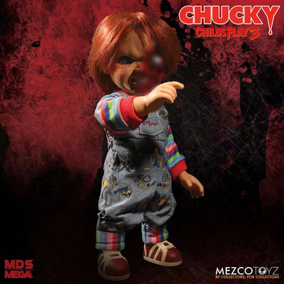 Designer Series / Child's Play 3: Pizza Face Chucky 15 Inch Mega Scale Figure with Sound(Provisional Pre-order)ㅤ – Mezco – ActionFigureBrasil — ângulo diferente