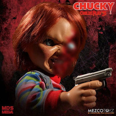 Designer Series / Child's Play 3: Pizza Face Chucky 15 Inch Mega Scale Figure with Sound(Provisional Pre-order)ㅤ – Mezco – ActionFigureBrasil — detalhe do produto