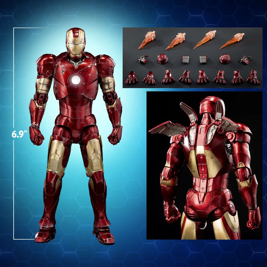 DLX Iron Man Mark 3 (Battle Damaged) – Threezero – ActionFigure Brasil