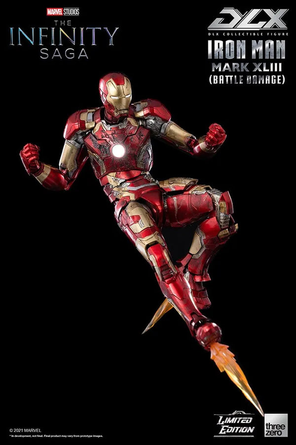 DLX Iron Man Mark 43 (Battle Damage) – Threezero – ActionFigure Brasil