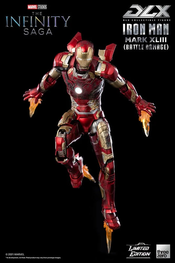 DLX Iron Man Mark 43 (Battle Damage) – Threezero – ActionFigure Brasil