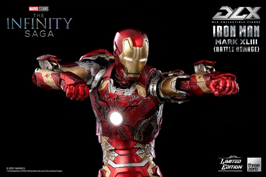 DLX Iron Man Mark 43 (Battle Damage) – Threezero – ActionFigure Brasil