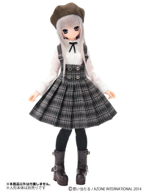 Doll Clothes - Komorebi Mori no Oyofukuya-san - Pureneemo Original Costume - PureNeemo S Size Costume - Omekashi Corset Pleats Skirt Set - 1/6 - Dark Brown Plaid (Azone)ㅤ – Azone International – ActionFigureBrasil