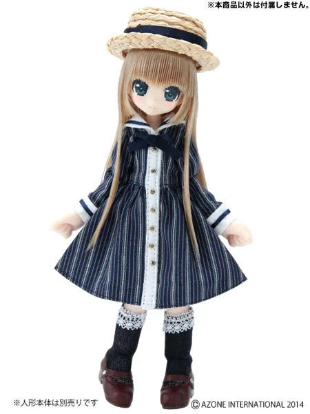 Doll Clothes - Picconeemo Costume - Komorebi Mori no Oyofukuya-san - Boater & Memories Sailor One-piece Set - 1/12 - Blue Stripe (Azone)ㅤ – Azone International – ActionFigureBrasil