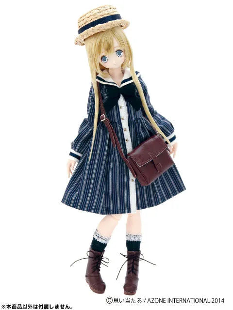 Doll Clothes - PureNeemo M Size Costume - Komorebi Mori no Oyofukuya-san - Pureneemo Original Costume - Boater Hat & Omoide Sailor Dress Set - Blue Stripe (Azone)ㅤ – Azone International – ActionFigureBrasil