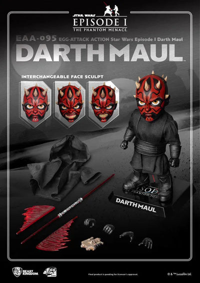 Egg Attack Action #084 "Star Wars Episode 1: Phantom Menace" Darth Maulㅤ – Beast Kingdom – ActionFigureBrasil — com base expositora