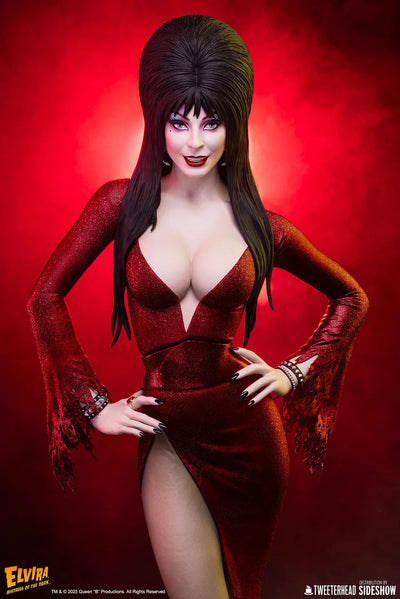 Elvira: Mistress of the Dark (Red Glitter Dress Variant) - LIMITED EDITION: 700 (Red - Variant) – Tweeterhead – ActionFigure Brasil — detalhe do produto