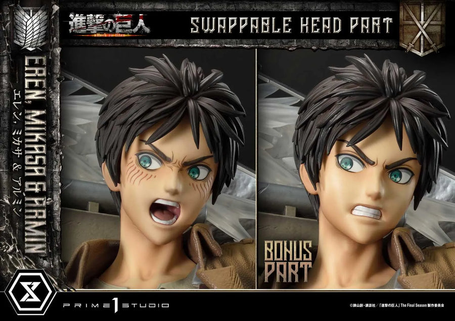 Eren, Mikasa & Armin (Deluxe Bonus Version) TV animation Attack on Titan – Prime1Studio – ActionFigure Brasil