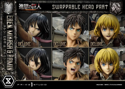 Eren, Mikasa & Armin (Deluxe Bonus Version) TV animation Attack on Titan – Prime1Studio – ActionFigure Brasil