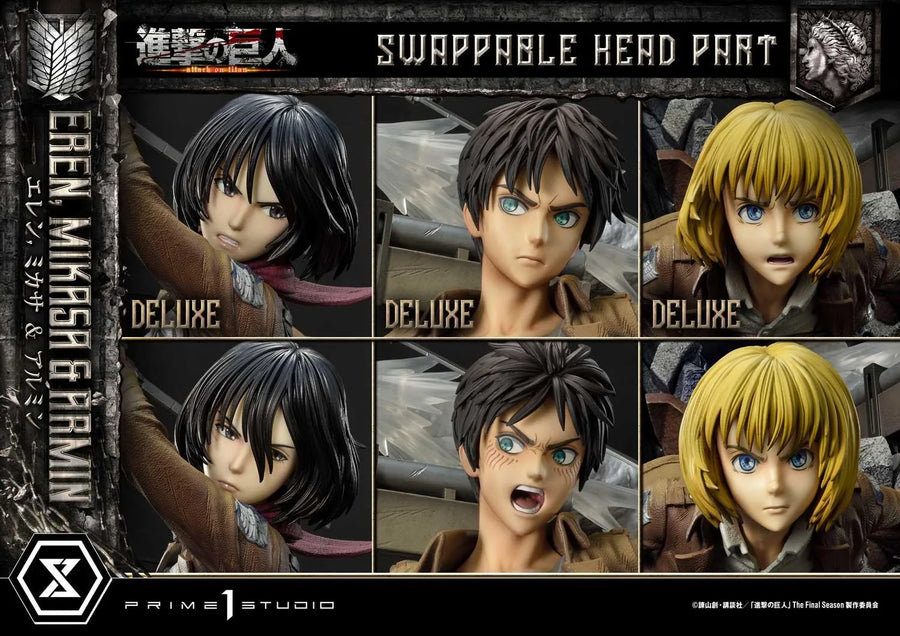 Eren, Mikasa & Armin (Deluxe Bonus Version) TV animation Attack on Titan – Prime1Studio – ActionFigure Brasil