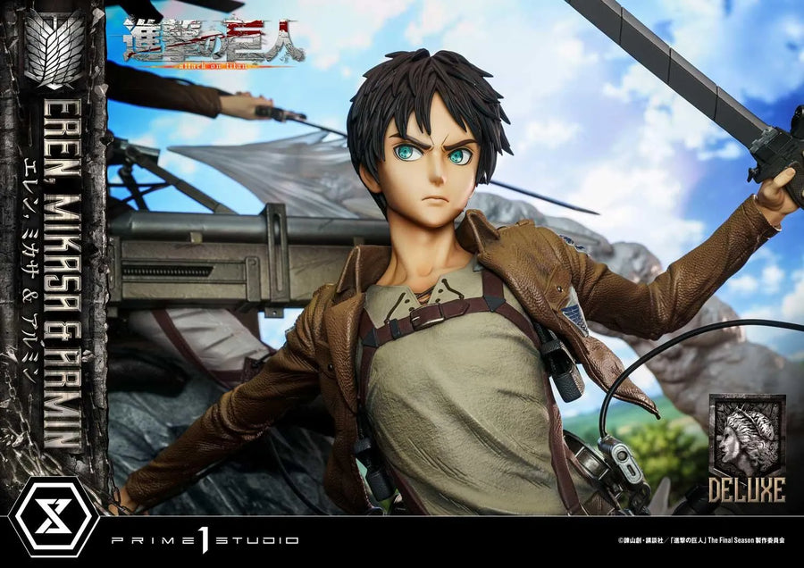 Eren, Mikasa & Armin (Deluxe Bonus Version) TV animation Attack on Titan – Prime1Studio – ActionFigure Brasil