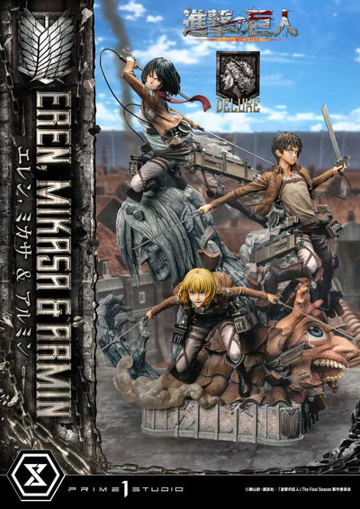 Eren, Mikasa & Armin (Deluxe Bonus Version) TV animation Attack on Titan – Prime1Studio – ActionFigure Brasil