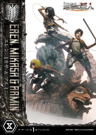 Eren, Mikasa & Armin (Deluxe Bonus Version) TV animation Attack on Titan – Prime1Studio – ActionFigure Brasil
