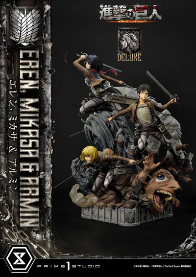 Eren, Mikasa & Armin (Deluxe Bonus Version) TV animation Attack on Titan – Prime1Studio – ActionFigure Brasil
